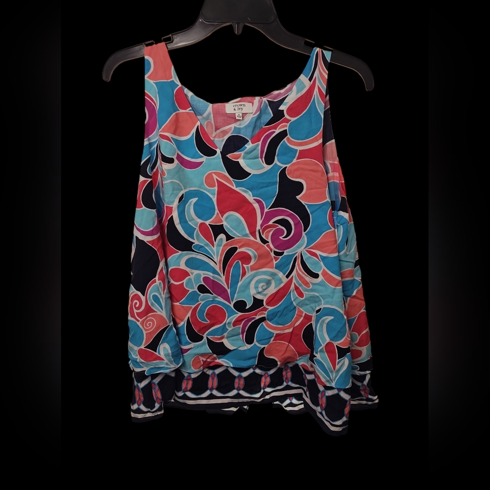 Crown & Ivy Multicolor Swirl Tank Top